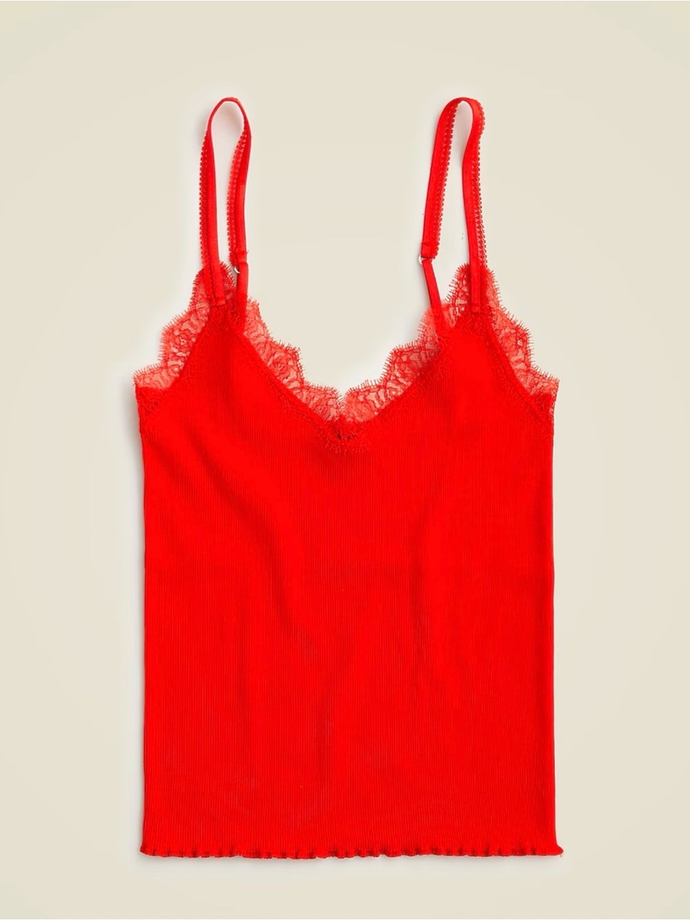 J. Crew Fine Rib Lace-trim Tank Top